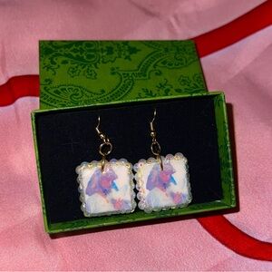 Iridescent princess with dove charm earrings